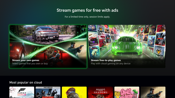 Tester strømming av Xbox-spill med reklame